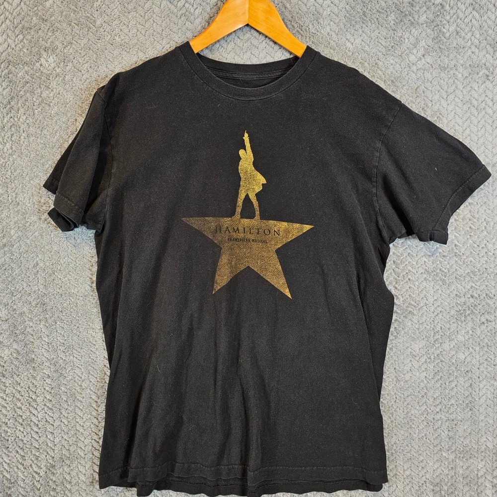 Hamilton An American Musical Official Merch T-Shirt Mens Large Black Gold Star